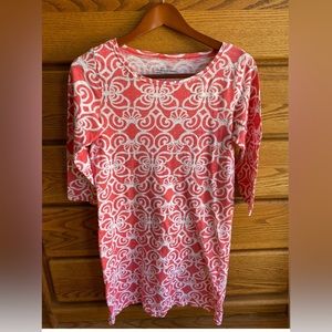 Vineyard Vines Women’s 3/4 Sleeve Coral/White Mini Dress Size XS EUC